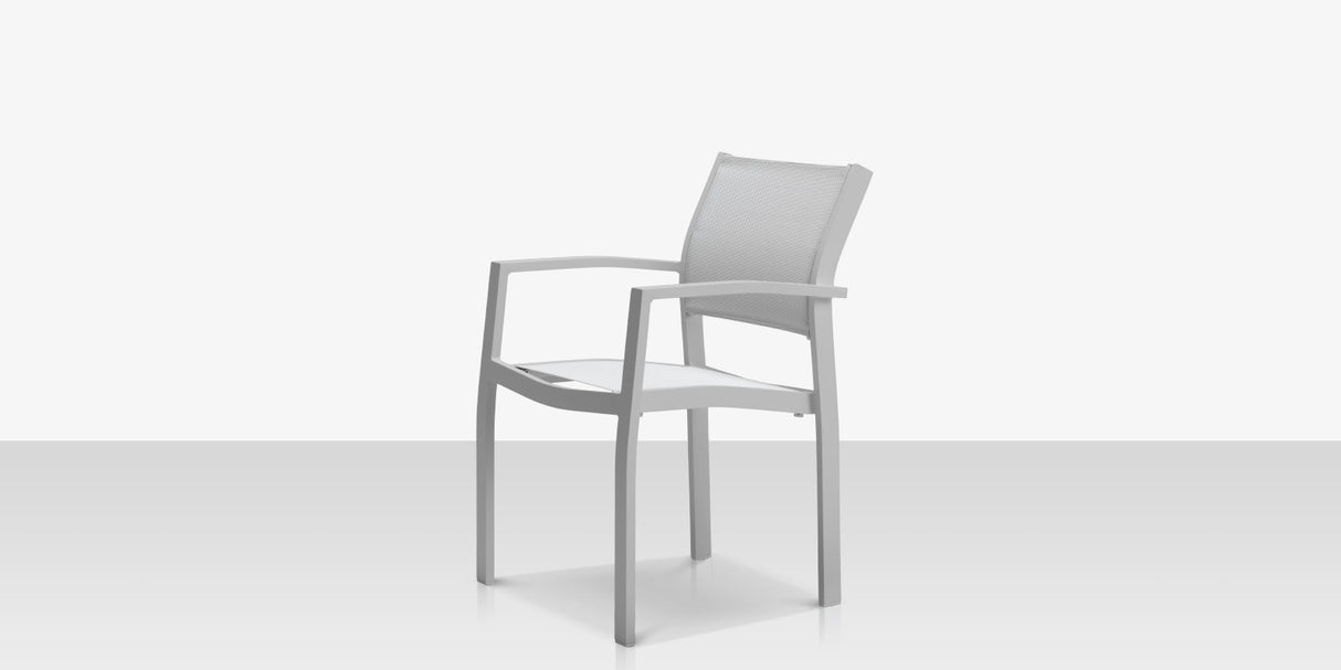 Fusion Dining Arm Chair Kessler Silver Frame / Cloud Duo Sling