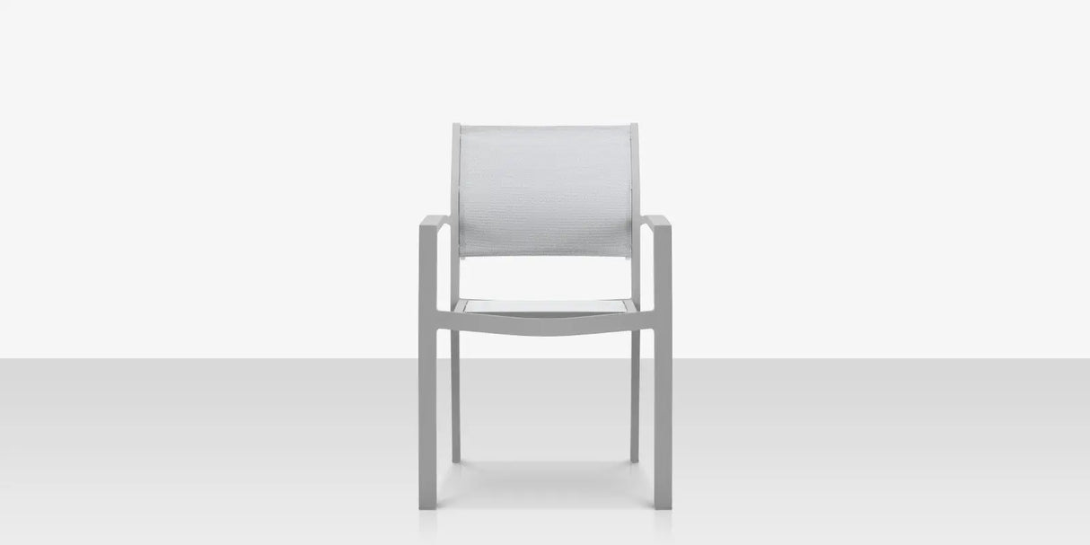 Fusion Dining Arm Chair - Kessler Silver Frame / Cloud Gray Sling
