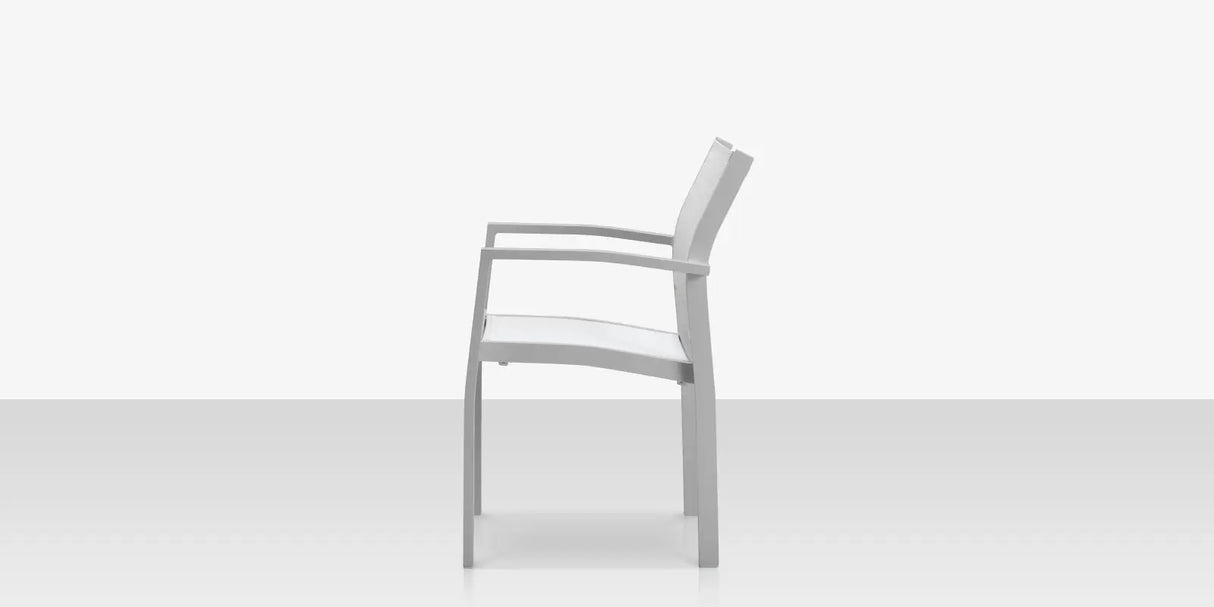Fusion Dining Arm Chair - Kessler Silver Frame / Cloud Gray Sling