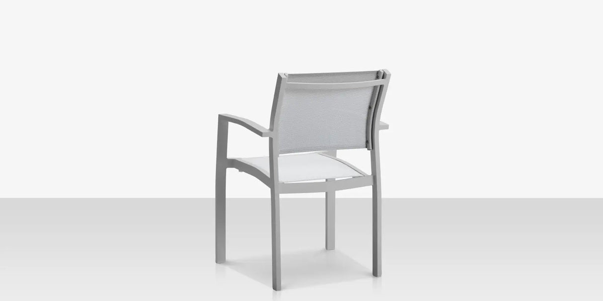 Fusion Dining Arm Chair - Kessler Silver Frame / Cloud Gray Sling