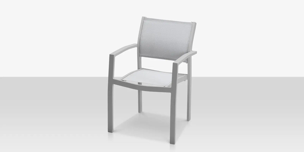 Fusion Dining Arm Chair - Kessler Silver Frame / Cloud Gray Sling