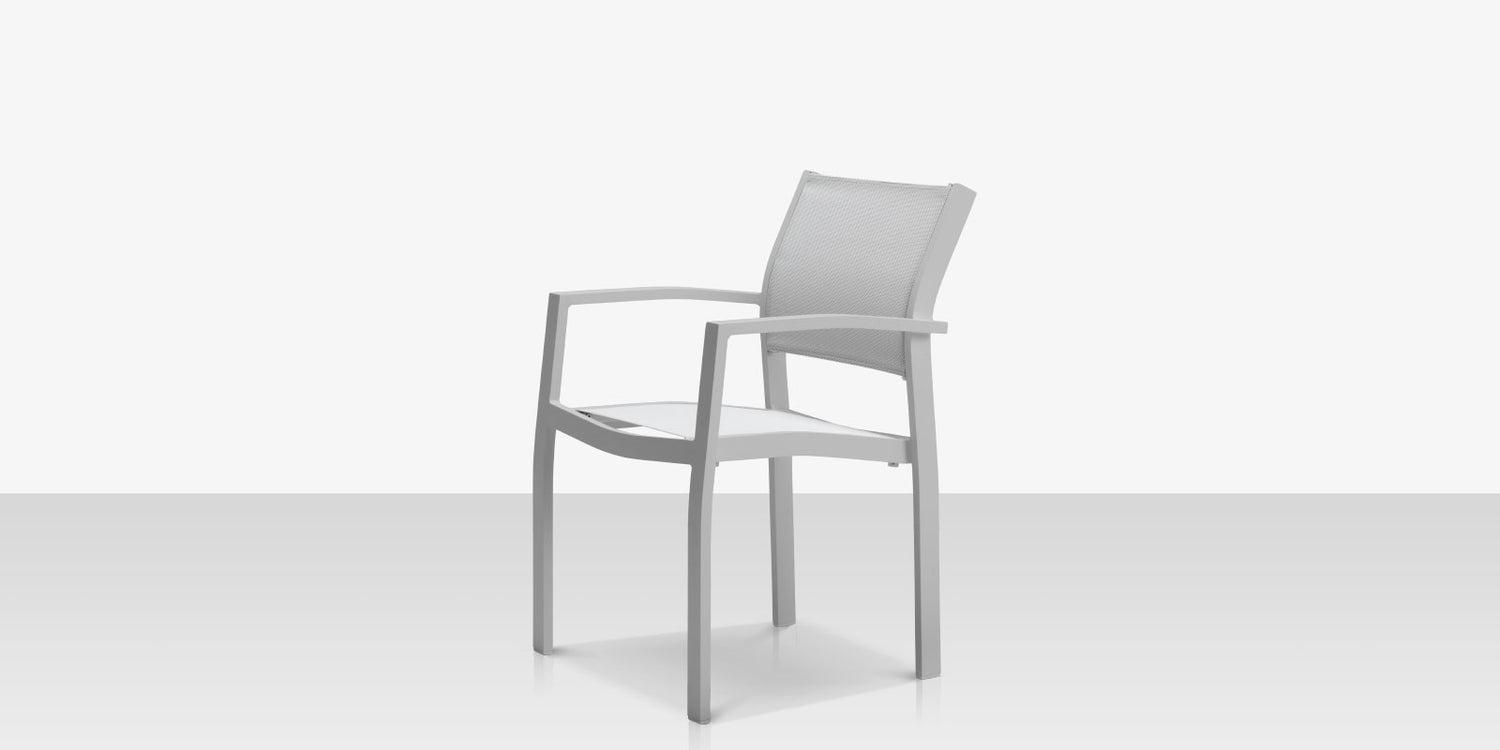 Fusion Dining Arm Chair Kessler Silver Frame / Cloud Duo Sling