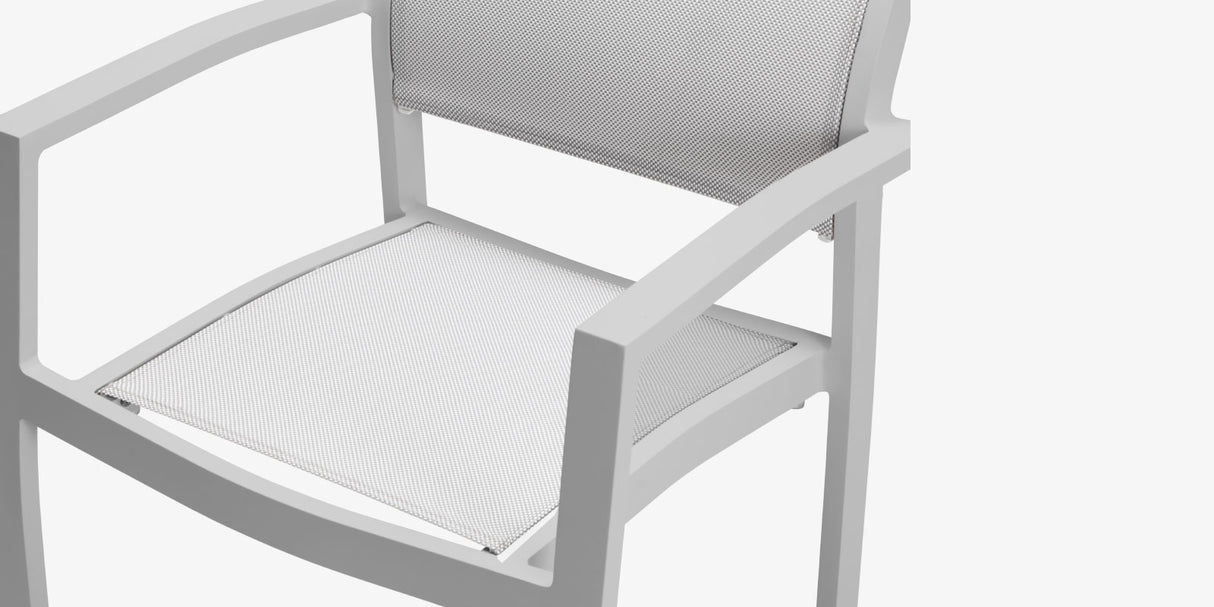 Fusion Dining Arm Chair Kessler Silver Frame / Cloud Duo Sling