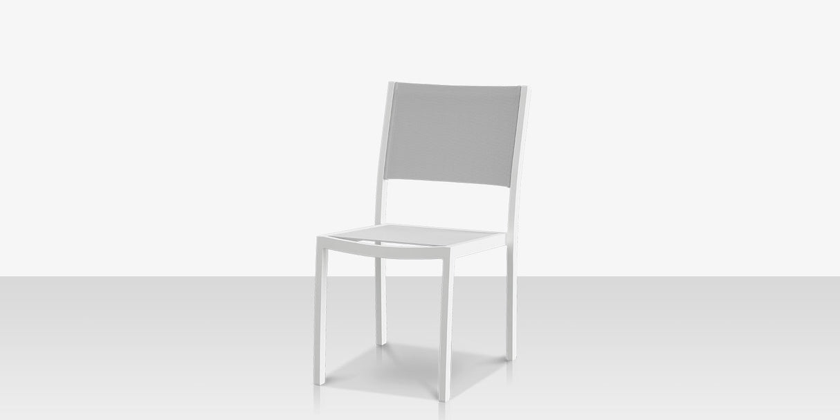 Fusion Dining Side Chair Tex White Frame / Cloud Gray Sling