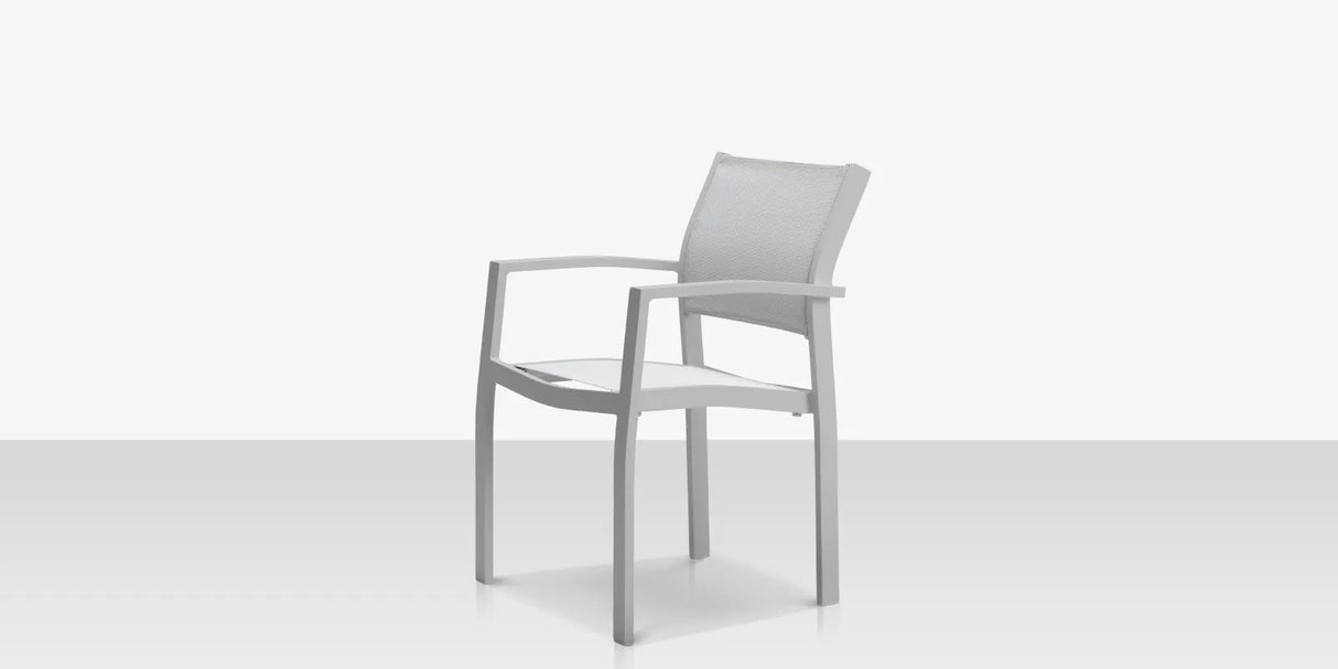 Fusion Dining Arm Chair - Kessler Silver Frame / Cloud Gray Sling